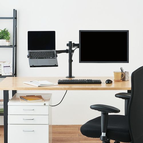 ELECOM 모니터 암 디스플레이 암 더블 암 롱 노트 PC 암 블랙 DPA-DL04BK 1대