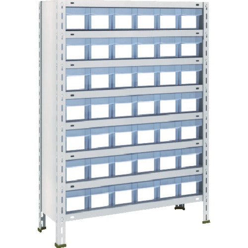 TRUSCO Steel Rack Lightweight Shelf 875 x 300 x 1200 Plastic Transparent Drawer Small x 42 Neo Gray 43V-808C7 1 Unit