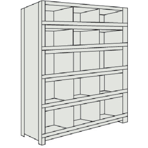 TRUSCO Steel Rack Lightweight Shelf with Vertical Dividers and Front Stops 875 x 300 x 1500 3 Rows x 5 Tiers Neo Gray 53V-56 1 Unit