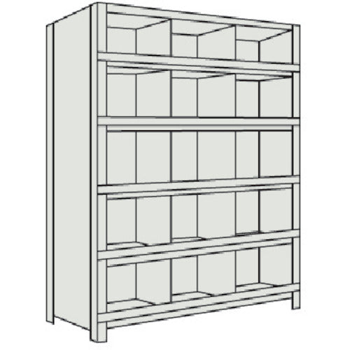 TRUSCO Steel Rack Lightweight Shelf with Vertical Divider Front Stop W875 x D300 x H1800 3 Rows x 5 Tiers Neo Gray 63V-56 1 Unit