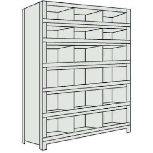 TRUSCO Steel Rack Lightweight Shelf with Vertical Divider Front Stop W875 x D300 x H1800 3 Rows 6 Tiers Neo Gray 63V-57 1 Unit