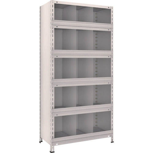 TRUSCO Steel Lightweight Bolt-type Shelf with Vertical Dividers, W875 x D450 x H1800, 3 Rows x 5 Tiers, Neo Gray, 63X-56, 1 Unit