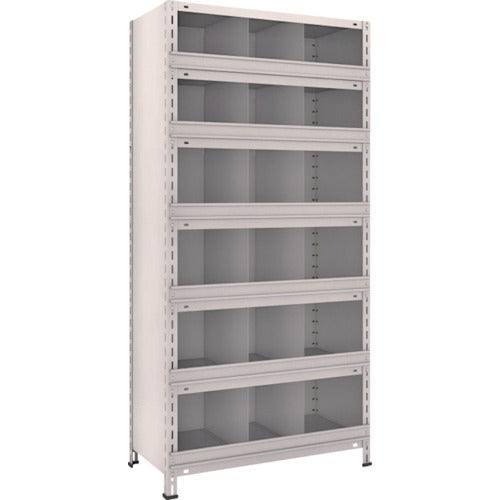 TRUSCO Steel Lightweight Bolt-type Shelf with Vertical Dividers and Front Stops W875 x D450 x H1800 3 Rows x 6 Tiers Neo Gray 63X-57 1 Unit