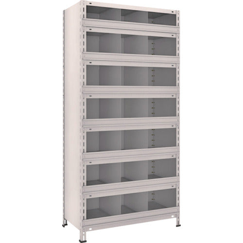 TRUSCO Steel Lightweight Bolt-type Shelf with Vertical Dividers and Front Stops W875 x D450 x H1800 3 Rows, 7 Tiers, Neo Gray 63X-58 1 Unit