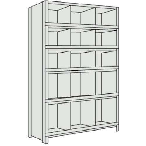 TRUSCO Steel Lightweight Bolt-type Shelf with Vertical Dividers and Front Stops W875 x D300 x H2100 3 Rows x 5 Tiers Neo Gray 73V-56 1 Unit