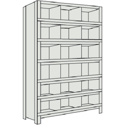 TRUSCO Steel Lightweight Bolt-type Shelf with Vertical Dividers and Front Stops W875 x D300 x H2100 3 Rows x 6 Tiers Neo Gray 73V-57 1 Unit