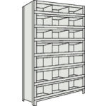 TRUSCO Steel Lightweight Bolt-type Shelf with Vertical Dividers and Front Stops W875 x D300 x H2100 3 Rows, 7 Tiers, Neo Gray 73V-58 1 Unit
