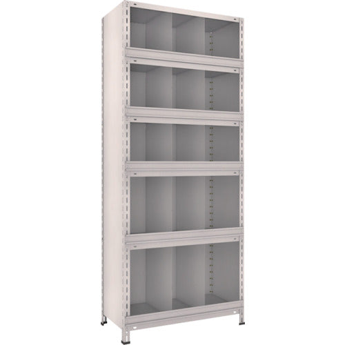 TRUSCO Steel Lightweight Bolt-type Shelf with Vertical Dividers, W875 x D450 x H2100, 3 Rows x 5 Tiers, Neo Gray, 73X-56, 1 Unit
