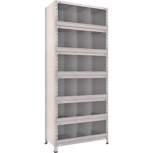 TRUSCO Steel Lightweight Bolt-type Shelf with Vertical Dividers and Front Stops W875 x D450 x H2100 3 Rows x 6 Tiers Neo Gray 73X-57 1 Unit