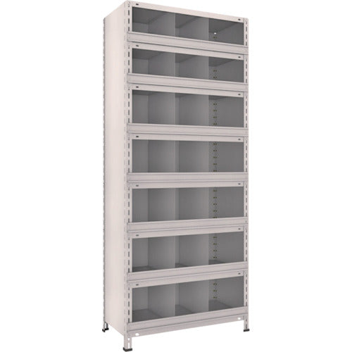 TRUSCO Steel Lightweight Bolt-type Shelf with Vertical Dividers and Front Stops W875 x D450 x H2100 3 Rows, 7 Tiers, Neo Gray 73X-58 1 Unit