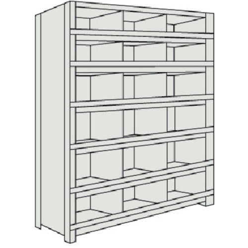 TRUSCO Steel Rack Lightweight Shelf with Vertical Dividers, Front Stop, 875 x 300 x 1500, 3 Rows, 6 Tiers, Neo Gray, 53V-57, 1 Unit