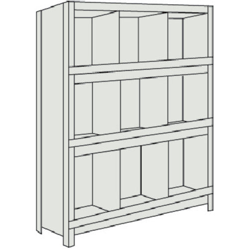 TRUSCO Steel Rack Lightweight Shelf with Vertical Divider Front Stop 875 x 300 x 1200 3 Rows x 3 Tiers Neo Gray 43V-54 1 Unit