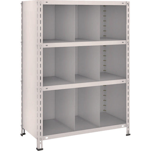 TRUSCO Steel Rack Lightweight Shelf with Vertical Dividers W875 x D450 x 1200 3 Rows x 3 Tiers Neo Gray 43X-34 1 Unit