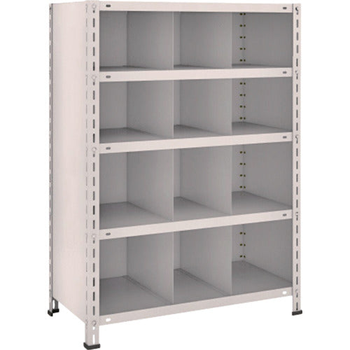 TRUSCO Steel Rack Lightweight Shelf with Vertical Dividers W875 x D450 x 1200 3 Rows x 4 Tiers Neo Gray 43X-35 1 Unit