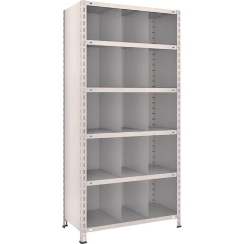 TRUSCO Steel Lightweight Bolt-type Shelf with Vertical Dividers W875 x D450 x H1800 3 Rows x 5 Tiers Neo Gray 63X-36 1 Unit