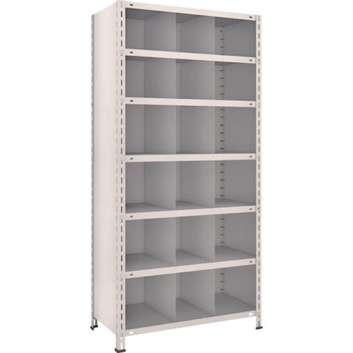 TRUSCO Steel Lightweight Bolt-type Shelf with Vertical Dividers W875 x D450 x H1800 3 Rows x 6 Tiers Neo Gray 63X-37 1 Unit