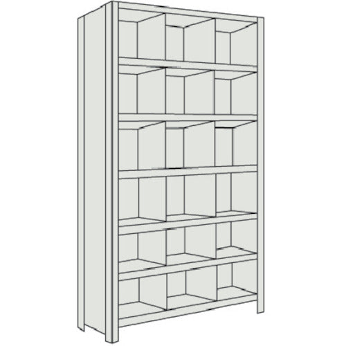 TRUSCO Steel Lightweight Bolt-on Shelf with Vertical Dividers W875 x D300 x H2100 3 Rows x 6 Tiers Neo Gray 73V-37 1 Unit