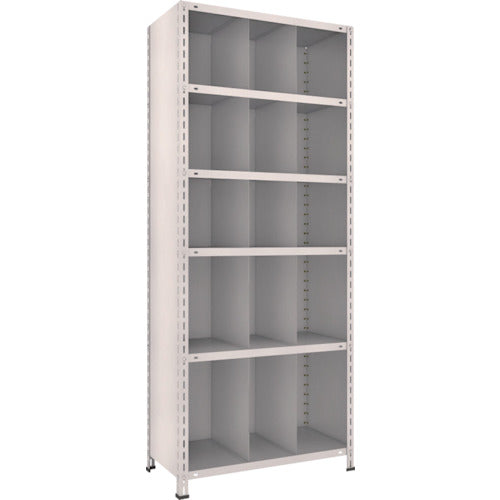 TRUSCO Steel Lightweight Bolt-type Shelf with Vertical Dividers W875 x D450 x H2100 3 Rows x 5 Tiers Neo Gray 73X-36 1 Unit