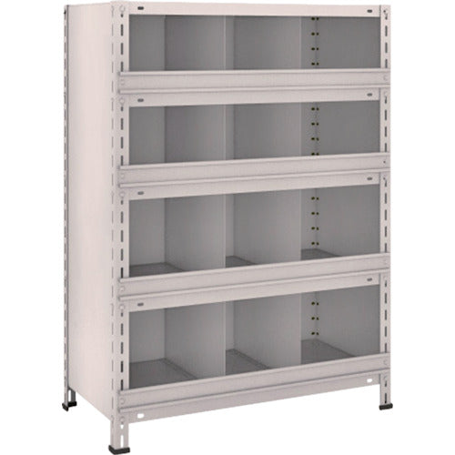 TRUSCO Steel Rack Lightweight Shelf with Vertical Dividers and Front Stops 875 x 450 x 1200 3 Rows x 4 Tiers Neo Gray 43X-55 1 Unit