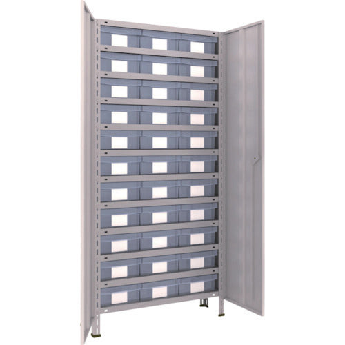 TRUSCO Steel Rack Lightweight Shelf with Door 875 x 300 x 1800 Plastic Transparent Large Drawer x 33 Neo Gray 63V-T812D11 1 Unit