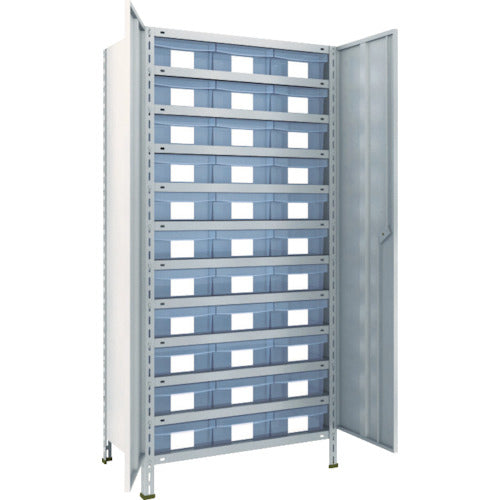 TRUSCO Steel Rack Lightweight Shelf with Door 875 x 450 x 1800 Plastic Transparent Large Drawer x 33 Neo Gray 63X-T812D11 1 Unit