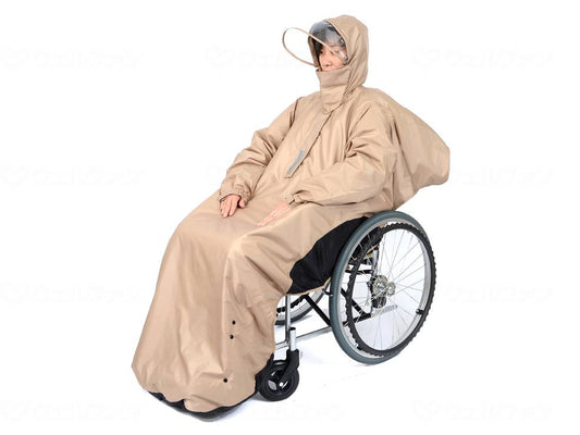 笑和中綿入りあったか防寒RAKU暖ﾚｲﾝ　収納袋付 ﾍﾞｰｼﾞｭ L