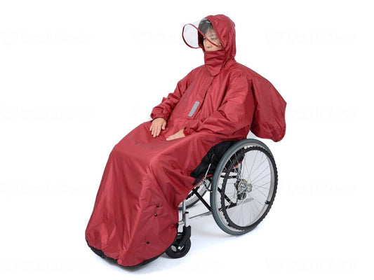 笑和中綿入りあったか防寒RAKU暖ﾚｲﾝ　収納袋付 ﾜｲﾝﾚｯﾄﾞ L