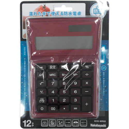 Nakabayashi Desktop Calculator Waterproof Type M Red ECD-WR02RD 1 pc