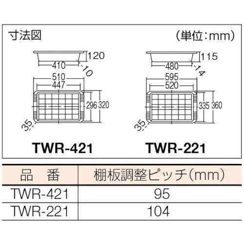 ＴＲＵＳＣＯ　ツールワゴンロイヤル　６５４Ｘ３６１Ｘ８８７　深１浅２　赤　TWR-221　1 台