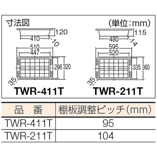 ＴＲＵＳＣＯ　ツールワゴンロイヤル　天板付　５８９Ｘ３２０Ｘ８５６浅１深１　赤　TWR-411T　1 台