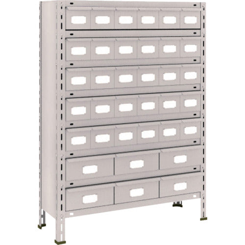 TRUSCO Steel Rack Lightweight Shelf 875 x 300 x 1200 Steel Drawers Small x 30 Large x 6 Neo Gray 43V-808A5B2 1 Unit