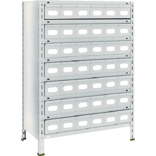 TRUSCO Steel Rack Light Duty Shelf with Drawers 875 x 450 x 1200 Steel Drawer Small 42 Neo Gray 43X-808A7 1 Unit