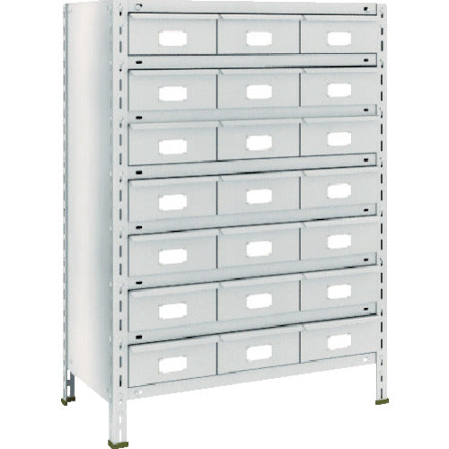 ＴＲＵＳＣＯ　スチールラック　軽量棚　８７５Ｘ４５０Ｘ１２００　スチール引出　大Ｘ２１　ネオグレー　43X-808B7　1 台