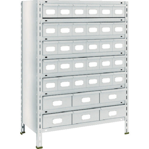 TRUSCO Steel Rack Light Duty Shelf with Drawers 875 x 450 x 1200 Steel Drawers 30 Small and 6 Large Neo Gray 43X-808A5B2 1 Unit