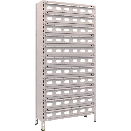 TRUSCO Steel Rack Light Duty Shelf 875 x 300 x 1800 Steel Drawer Small x 66 Neo Gray 63V-812A11 1 Unit