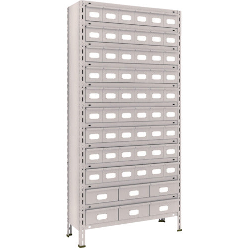 TRUSCO Steel Rack Lightweight Shelf 875 x 300 x 1800 Steel Drawers Small x 54 Large x 6 Neo Gray 63V-812A9B2 1 Unit