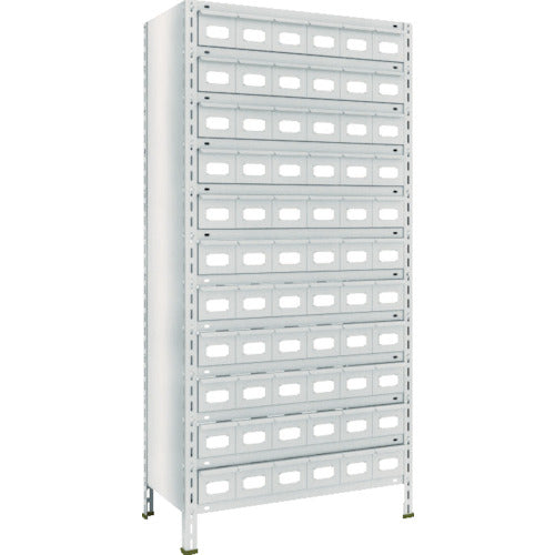 TRUSCO Steel Rack Light Duty Shelf with Drawers 875 x 450 x 1800 Steel Drawer Small 66 Neo Gray 63X-812A11 1 Unit