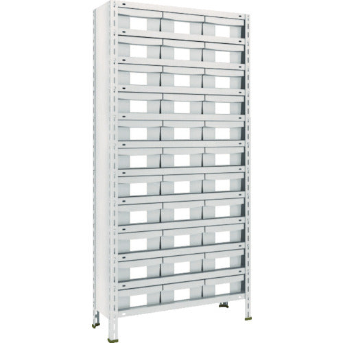 TRUSCO Steel Rack Lightweight Shelf 875X300X1800 Plastic Drawer NG Large x 33 Neo Gray 63V-812F11 1 Unit