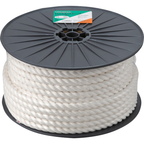 TRUSCO Vinylon Rope, 3-strand, Wire diameter 16mm x length 50m, R-1650, 1 roll