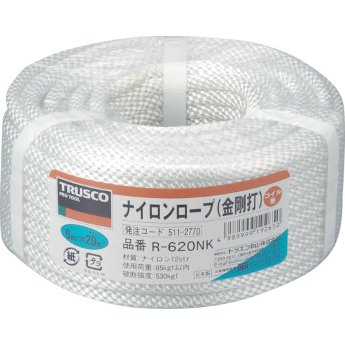 TRUSCO Nylon Rope, Kongo-uchi, Wire diameter 6mm x length 20m, R-620NK, 1 roll