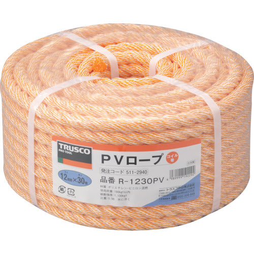 TRUSCO PV rope, 3 strands, wire diameter 12mm x length 30m, R-1230PV, 1 roll
