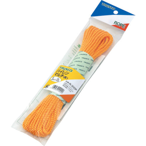 TRUSCO Pylen Color Rope, 3-strand, Wire diameter 5mm x Length 10m, Yellow, R-510P, 1 roll
