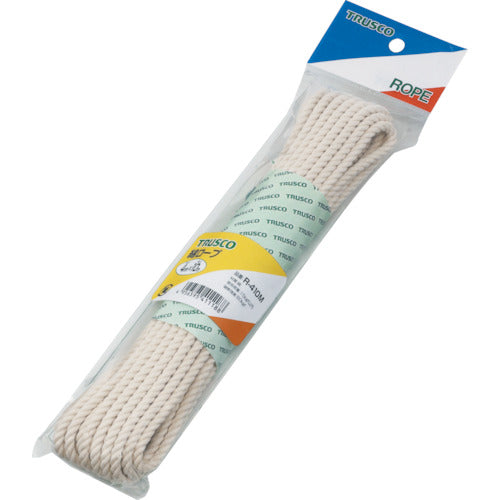 TRUSCO Cotton Rope, 3-strand, Wire diameter 4mm x Length 10m, R-410M, 1 roll