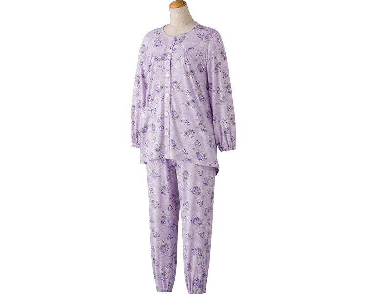 Women's Large Button Stretch Pajamas / 800342-11 M Purple 1 pc