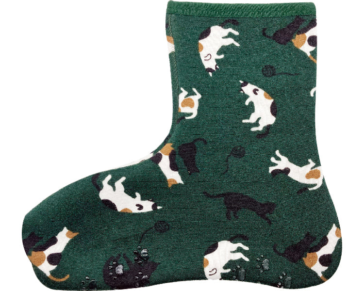Warm socks ankle / 2003967-06 Jaremikeneko green 1 pair