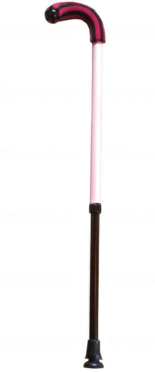 Satellite Magnesium Hyokkori Cane, Silver Pink &amp; Black, Right Handed