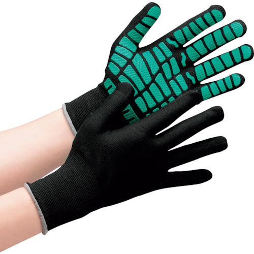 Midori Anzen Work Gloves High Grip MHG134 Black x Green L MHG-134-BK/GN-L 1 pair
