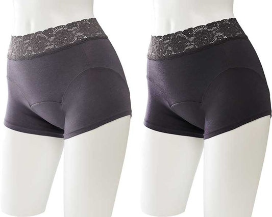 Lulu Oase Water Absorbent Deodorizing Shorts Fit 2 Color Set for Women / TJI-634 M Gray Set (1 each of Grape Gray and Black) 1 Set