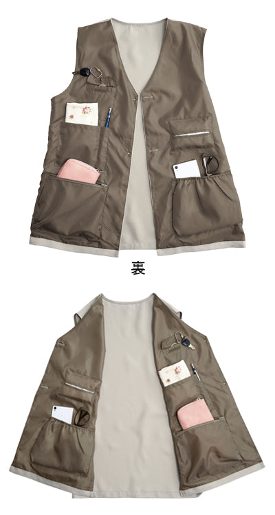 8 포켓 빈손 착용 조끼 / 91599 L-LL GR 베이지 1 착용