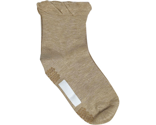 Comfort Studio Women's Socks, Elastic-Free Crew Length / GQV553, Mok Beige, 1 pc